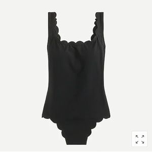 BLACK scalloped scoop back one piece - JCrew